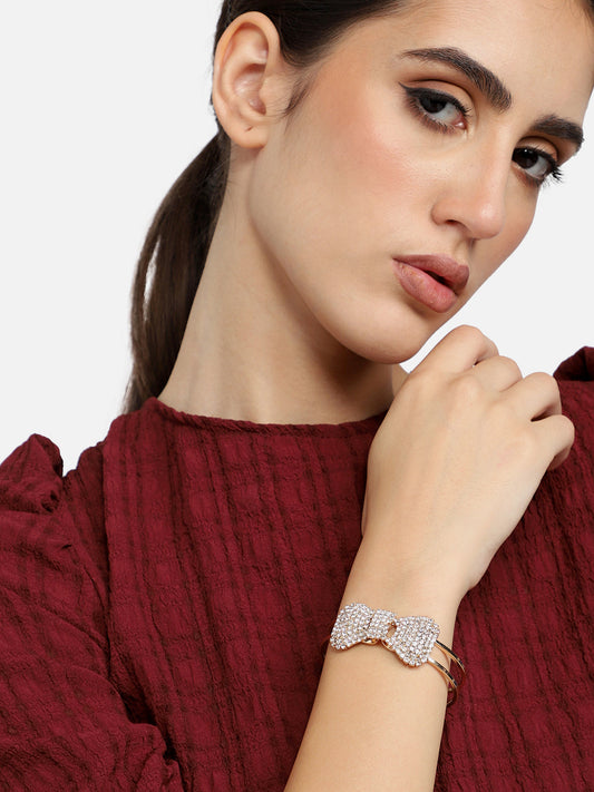 GOLD PLATED PARTY RHINESTONES BRACELET FOR WOMEN