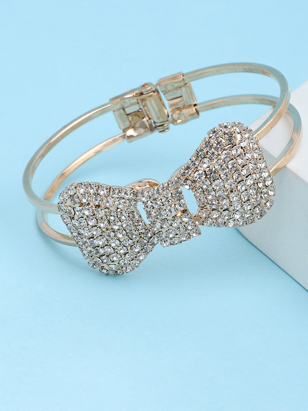 GOLD PLATED PARTY RHINESTONES BRACELET FOR WOMEN