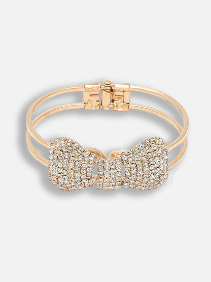 GOLD PLATED PARTY RHINESTONES BRACELET FOR WOMEN