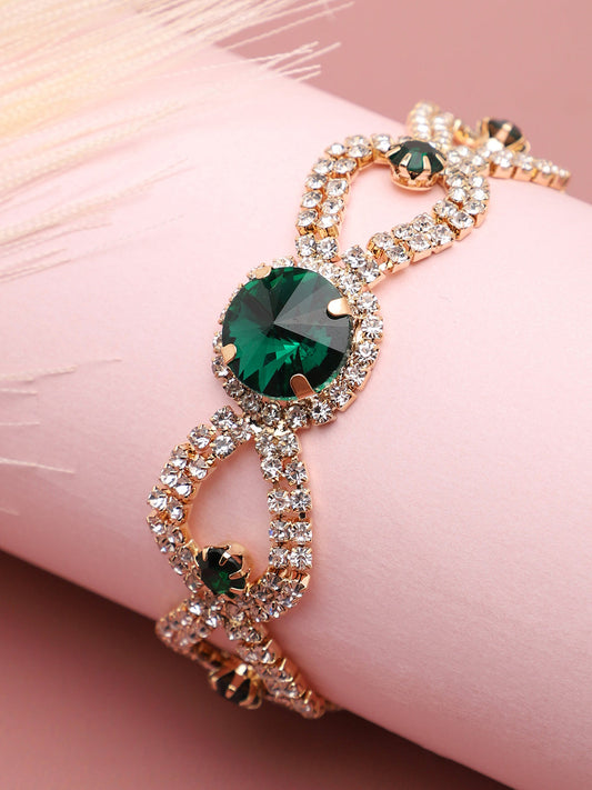 GOLD PLATED PARTY DESIGNER STONE BRACELET FOR WOMEN