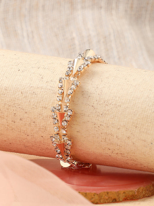GOLD PLATED PARTY RHINESTONES BRACELET FOR WOMEN