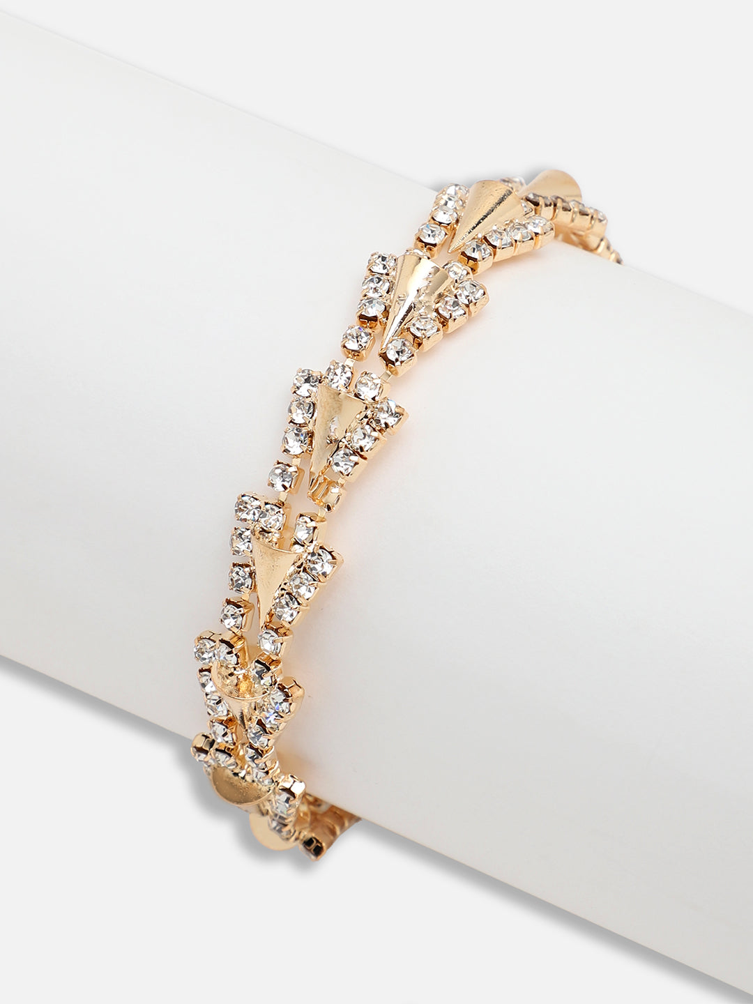 GOLD PLATED PARTY RHINESTONES BRACELET FOR WOMEN