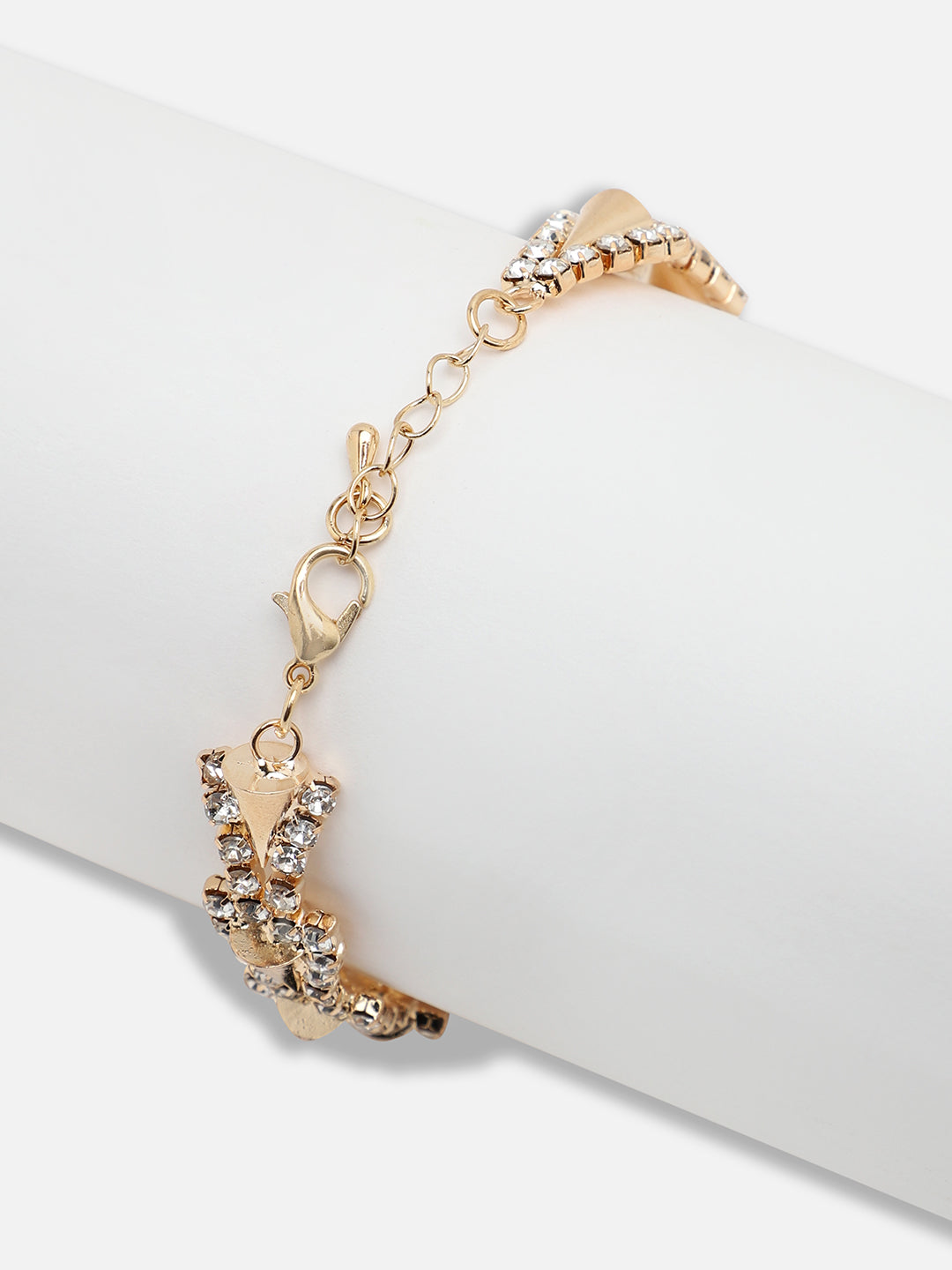 GOLD PLATED PARTY RHINESTONES BRACELET FOR WOMEN