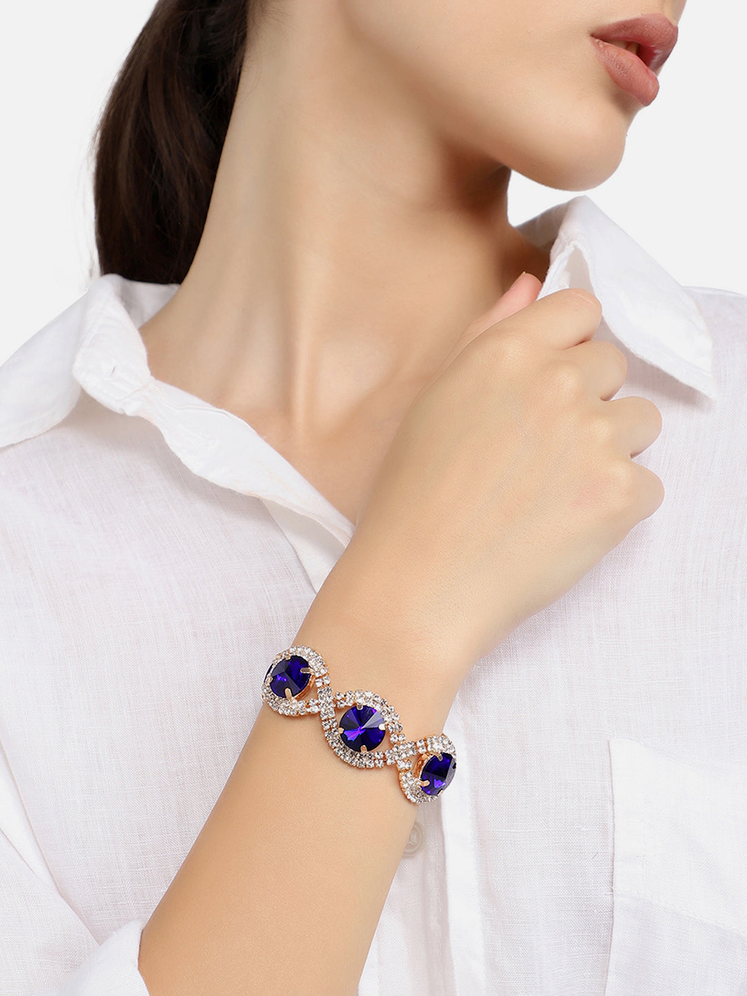 GOLD PLATED PARTY DESIGNER STONE BRACELET FOR WOMEN