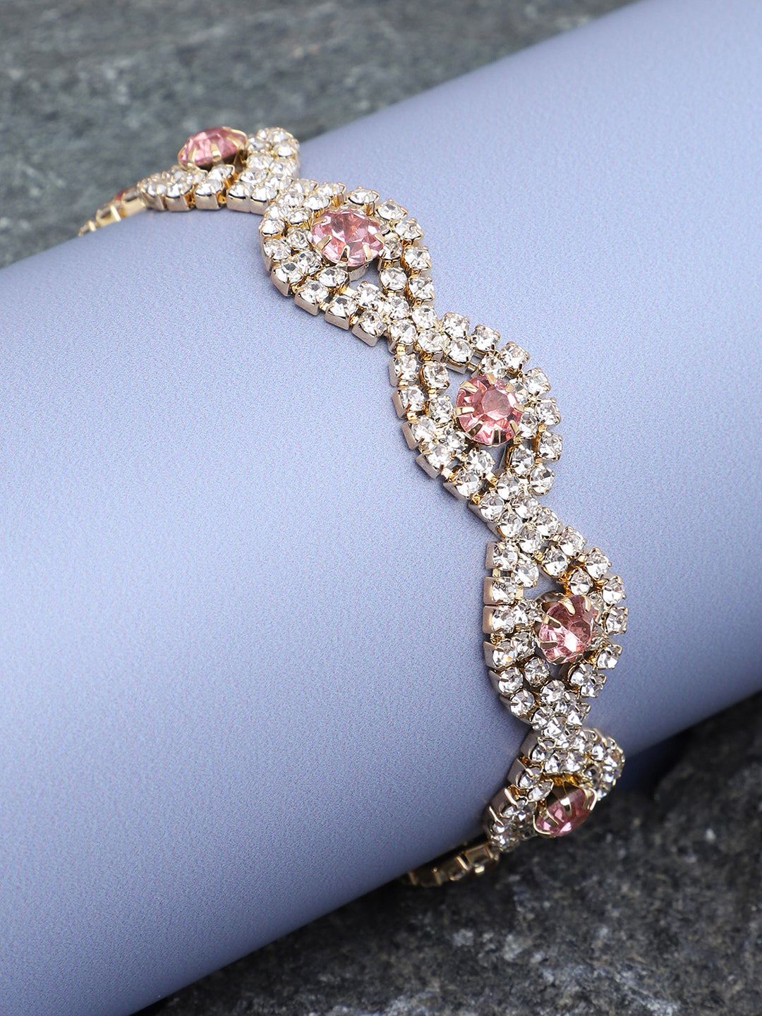 GOLD PLATED PARTY RHINESTONES BRACELET FOR WOMEN