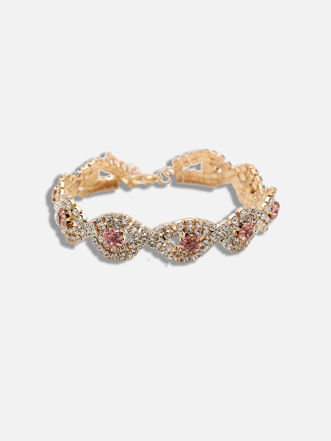 GOLD PLATED PARTY RHINESTONES BRACELET FOR WOMEN