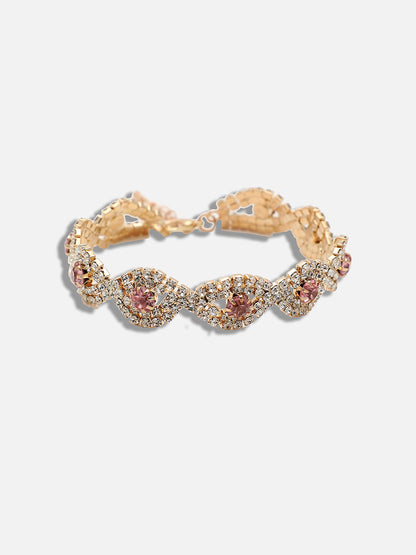 GOLD PLATED PARTY RHINESTONES BRACELET FOR WOMEN