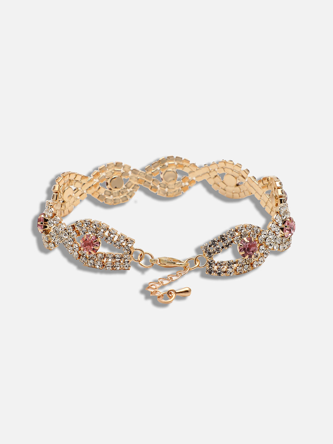 GOLD PLATED PARTY RHINESTONES BRACELET FOR WOMEN