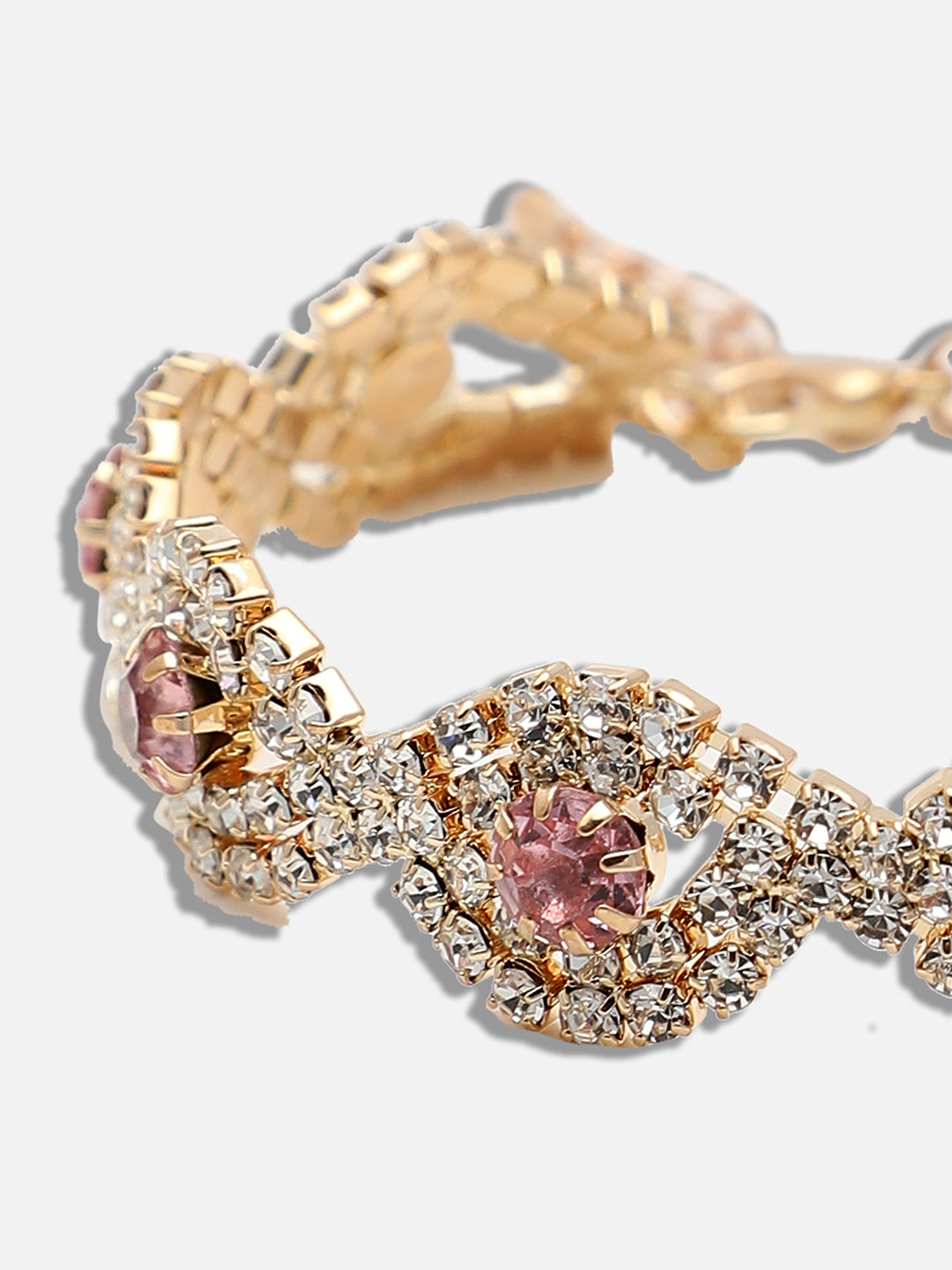 GOLD PLATED PARTY RHINESTONES BRACELET FOR WOMEN