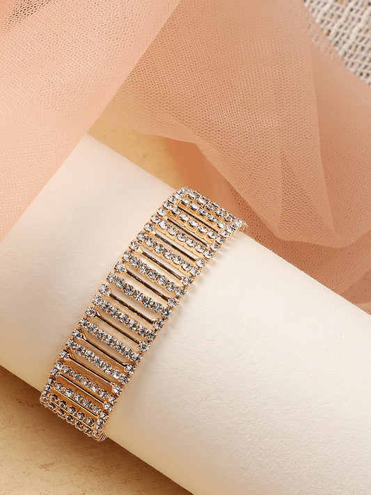 GOLD PLATED PARTY RHINESTONES BRACELET FOR WOMEN