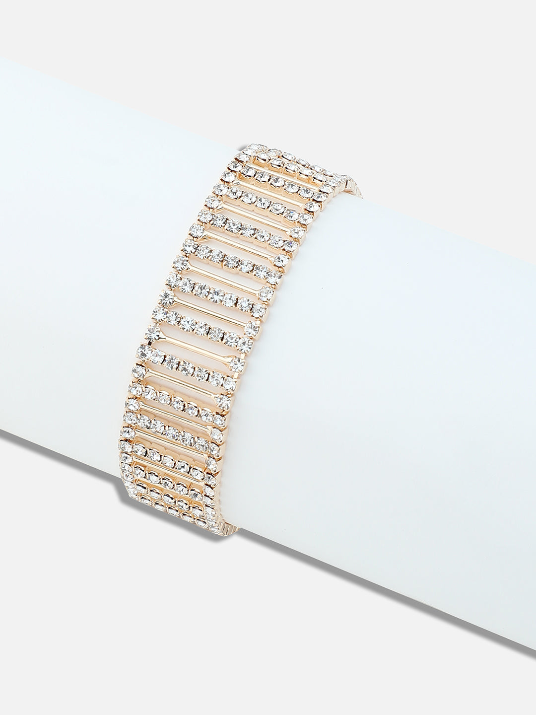 GOLD PLATED PARTY RHINESTONES BRACELET FOR WOMEN