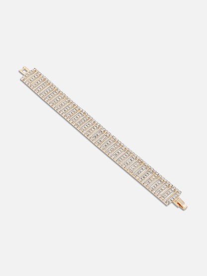 GOLD PLATED PARTY RHINESTONES BRACELET FOR WOMEN