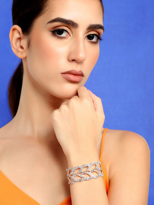 GOLD PLATED PARTY RHINESTONES BRACELET FOR WOMEN