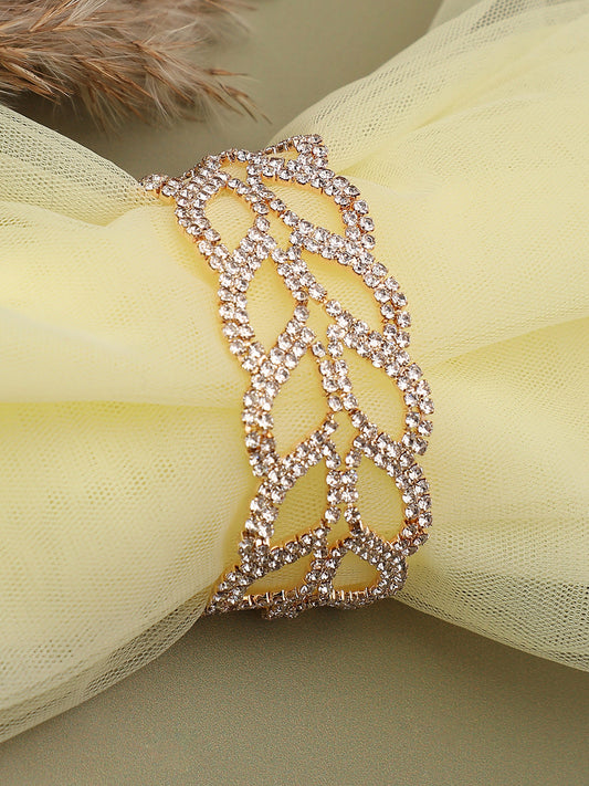 GOLD PLATED PARTY RHINESTONES BRACELET FOR WOMEN