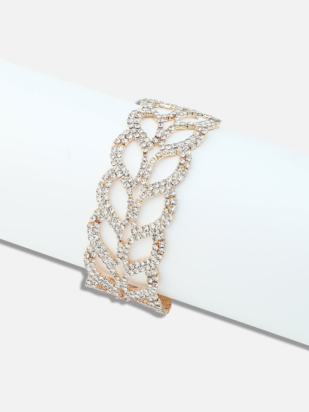 GOLD PLATED PARTY RHINESTONES BRACELET FOR WOMEN