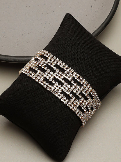 GOLD PLATED PARTY RHINESTONES BRACELET FOR WOMEN