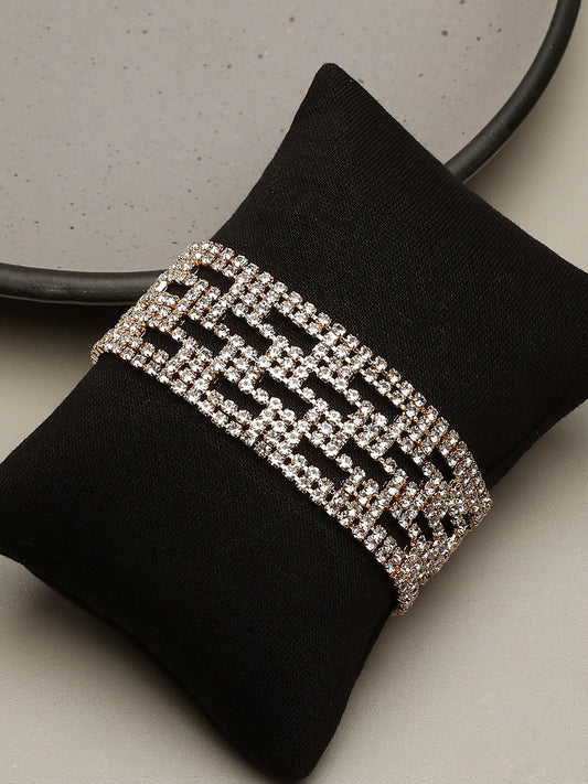 GOLD PLATED PARTY RHINESTONES BRACELET FOR WOMEN