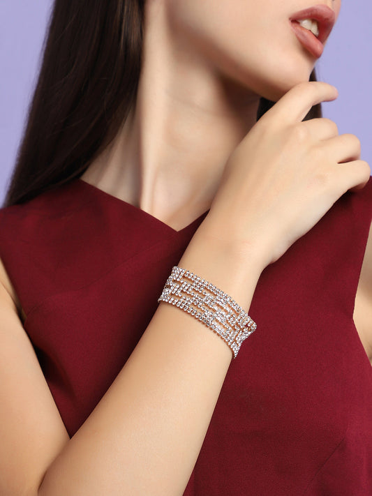 GOLD PLATED PARTY RHINESTONES BRACELET FOR WOMEN