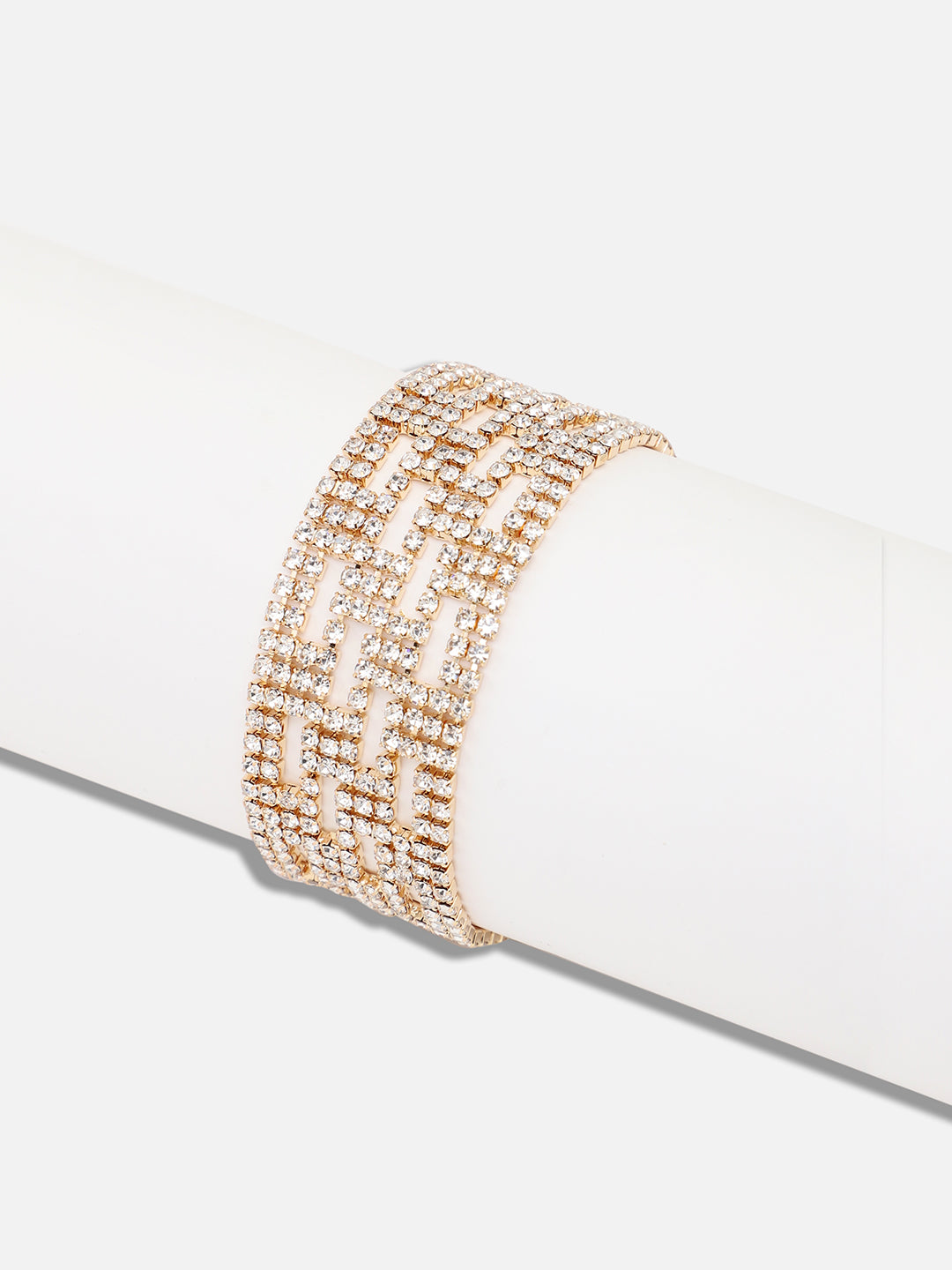 GOLD PLATED PARTY RHINESTONES BRACELET FOR WOMEN