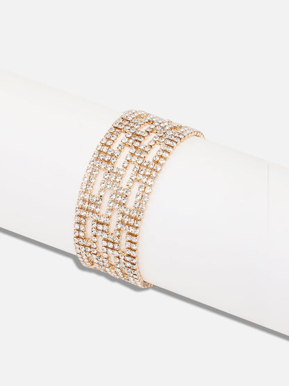 GOLD PLATED PARTY RHINESTONES BRACELET FOR WOMEN