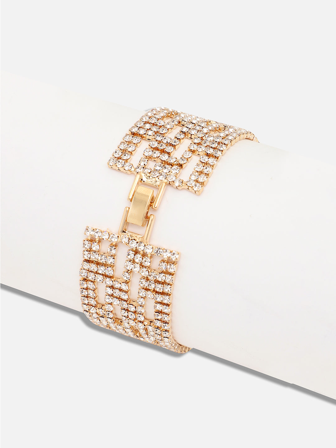 GOLD PLATED PARTY RHINESTONES BRACELET FOR WOMEN