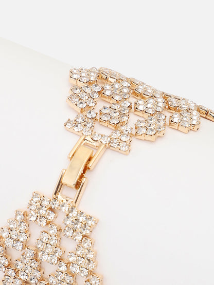 GOLD PLATED PARTY RHINESTONES BRACELET FOR WOMEN