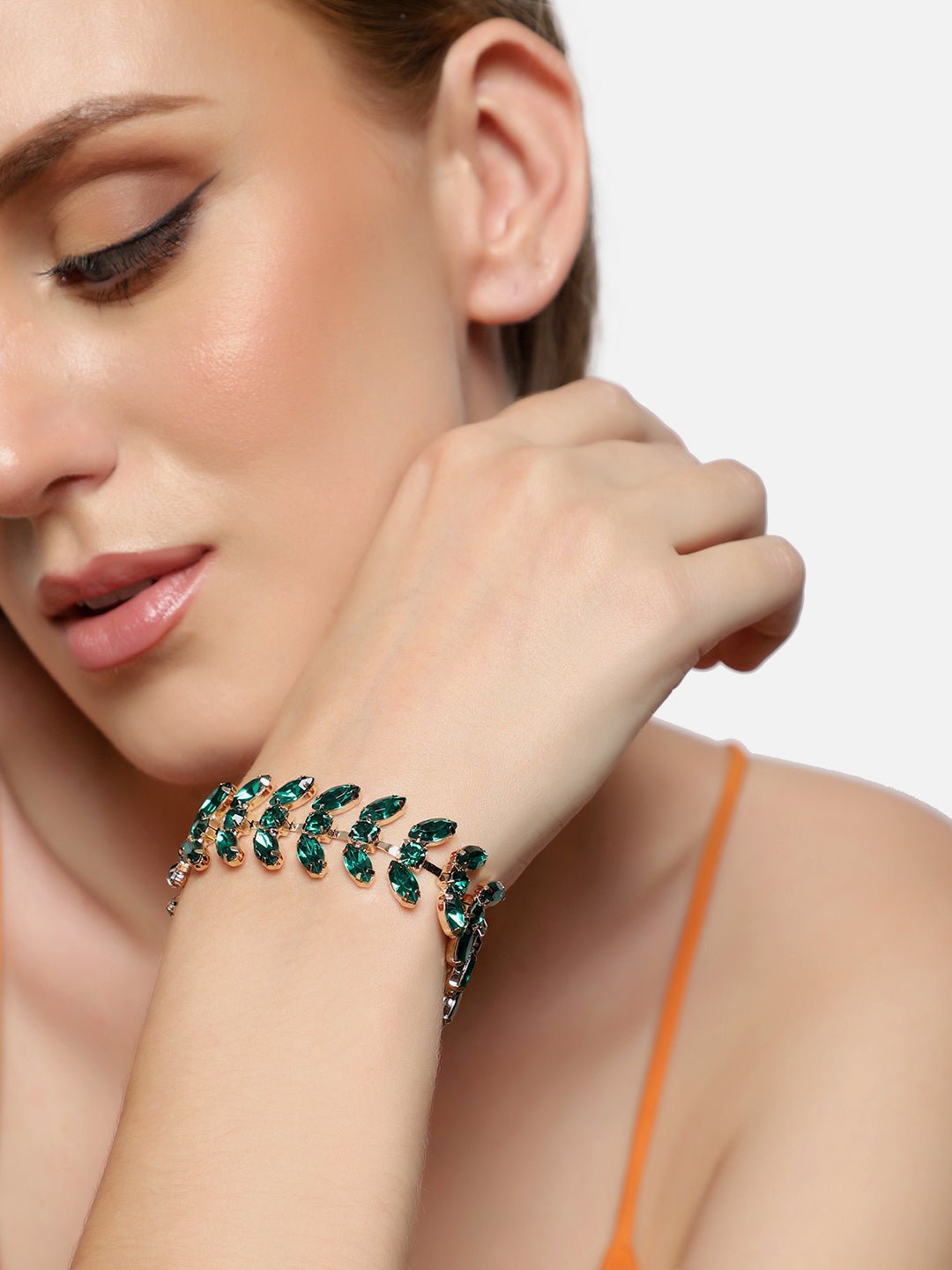 GOLD PLATED PARTY DESIGNER STONE BRACELET FOR WOMEN