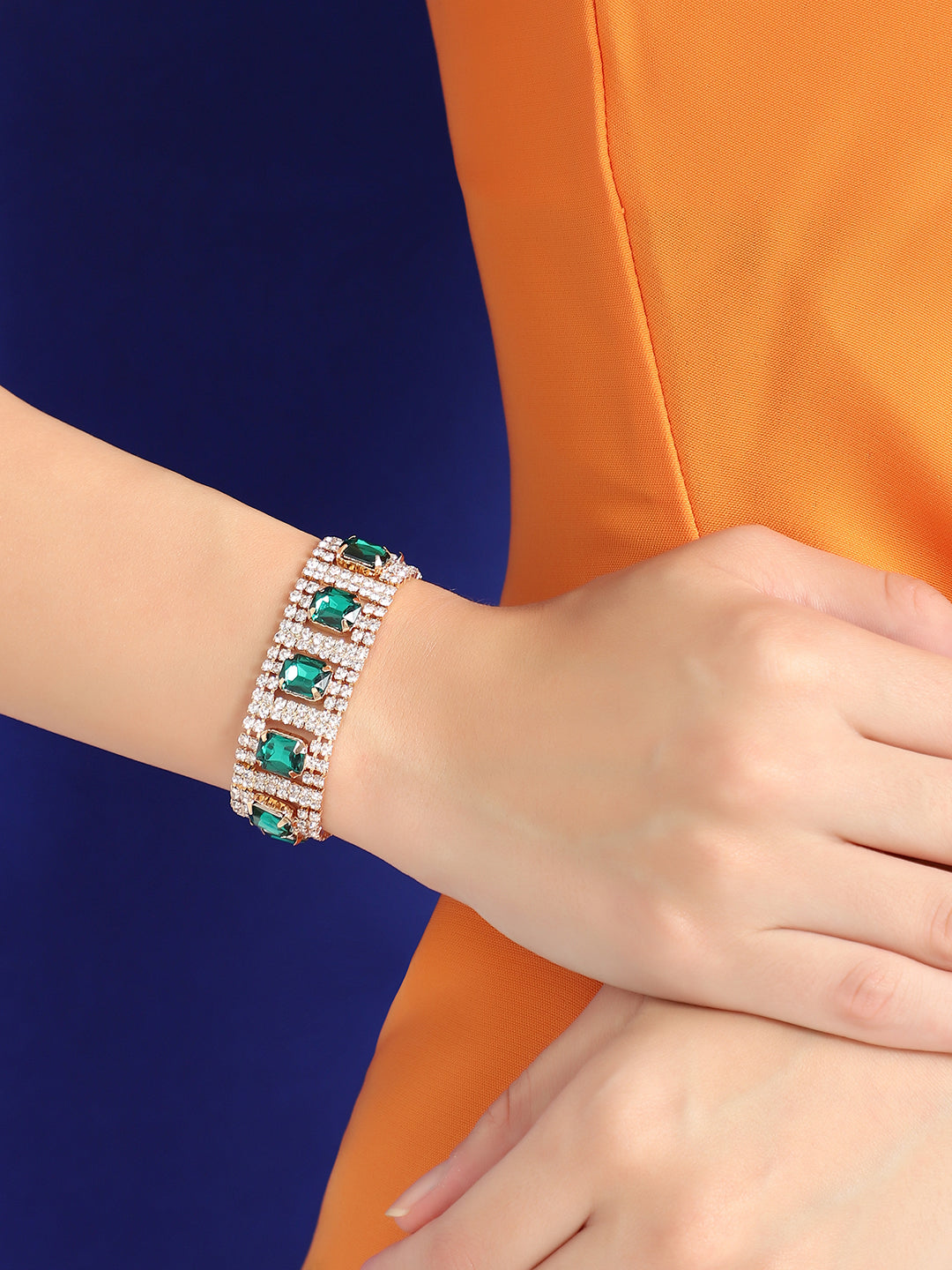 GOLD PLATED PARTY DESIGNER STONE BRACELET FOR WOMEN
