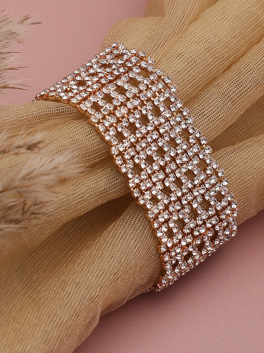 GOLD PLATED PARTY RHINESTONES BRACELET FOR WOMEN