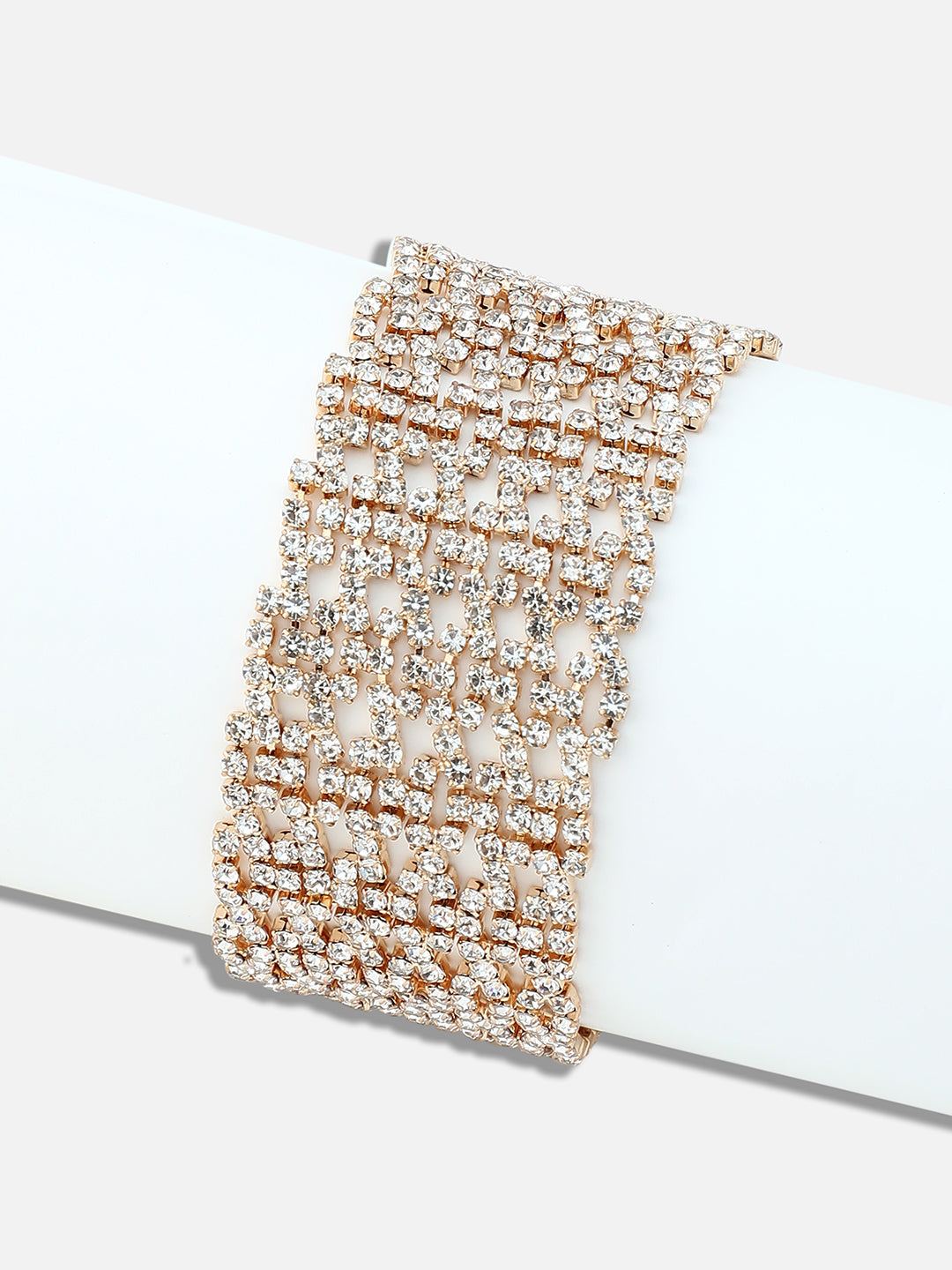 GOLD PLATED PARTY RHINESTONES BRACELET FOR WOMEN