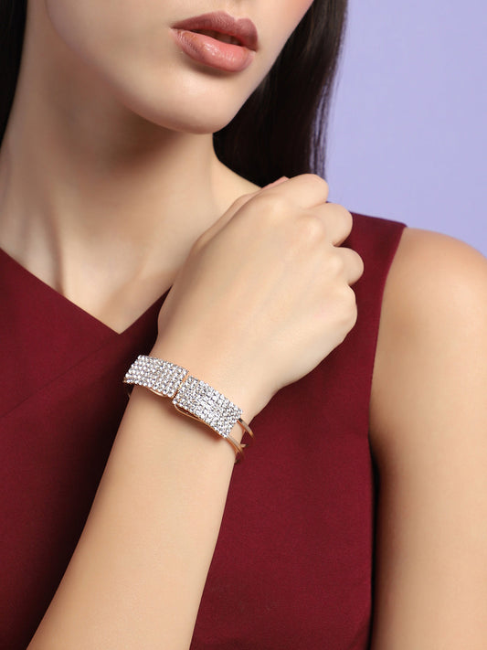GOLD PLATED PARTY RHINESTONES BRACELET FOR WOMEN