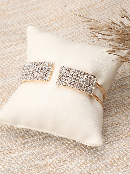 GOLD PLATED PARTY RHINESTONES BRACELET FOR WOMEN