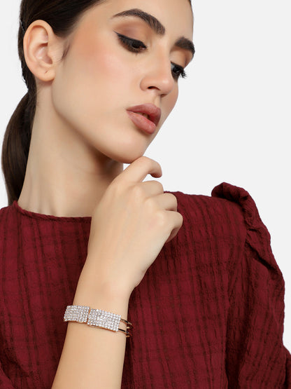 GOLD PLATED PARTY RHINESTONES BRACELET FOR WOMEN