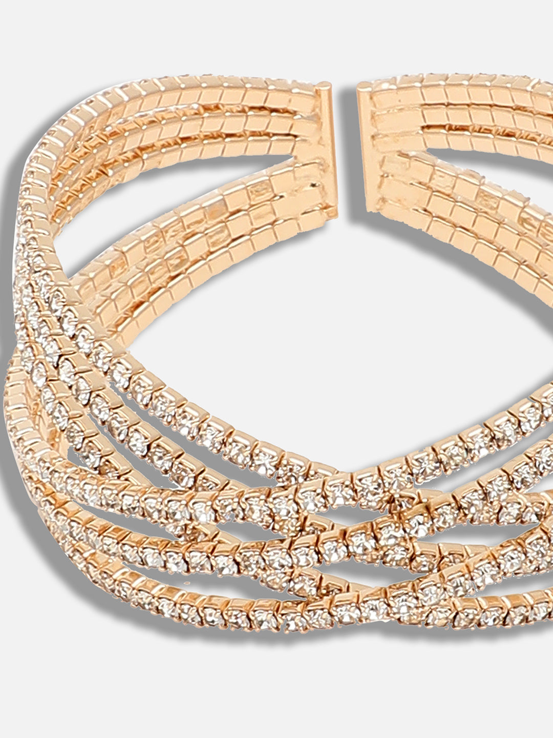 GOLD PLATED PARTY RHINESTONES BRACELET FOR WOMEN
