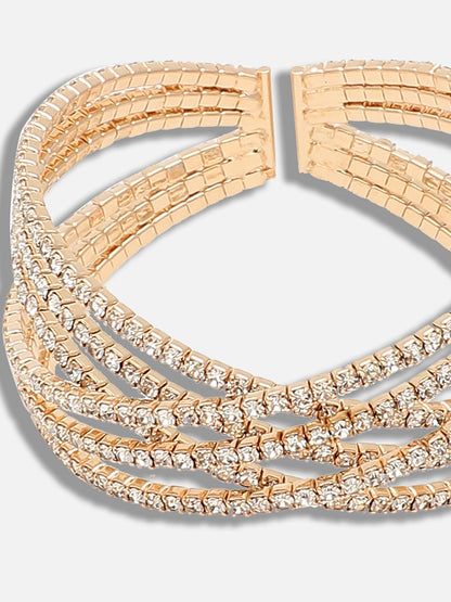 GOLD PLATED PARTY RHINESTONES BRACELET FOR WOMEN