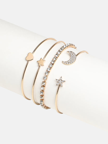 Pack of 4 Multistrand Bracelet - Metallic Gold-SOHBRC8090