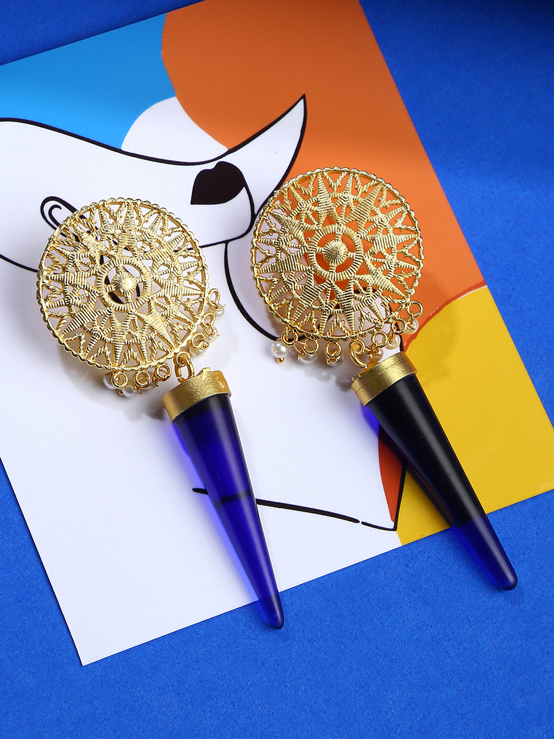 Golden Jaipuri Stone Studded Earrings