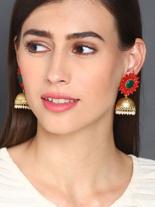 Gold-Plated Floral Jhumkas