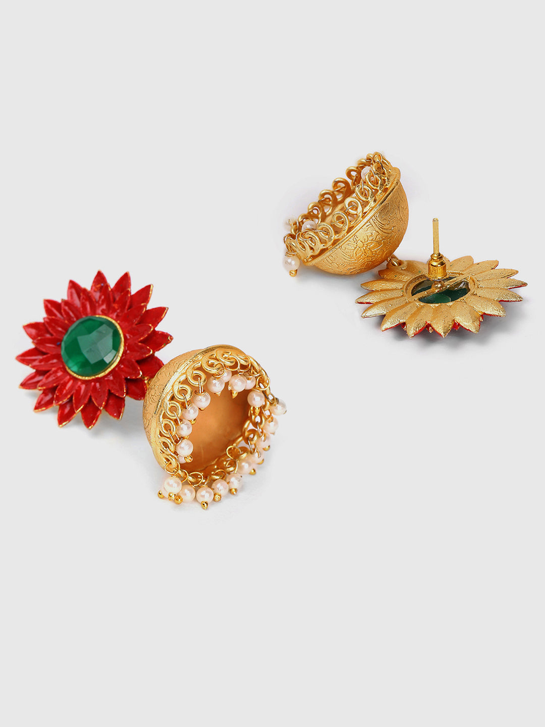 Gold-Plated Floral Jhumkas