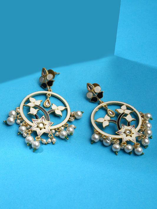 Gold-Plated Kundan Stone Chandbalis