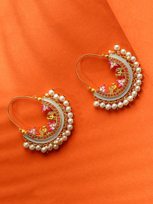 Gold-Plated Meenakari Chandbalis