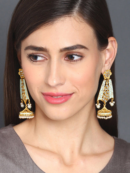 Gold-Plated Meenakari Jhumkas