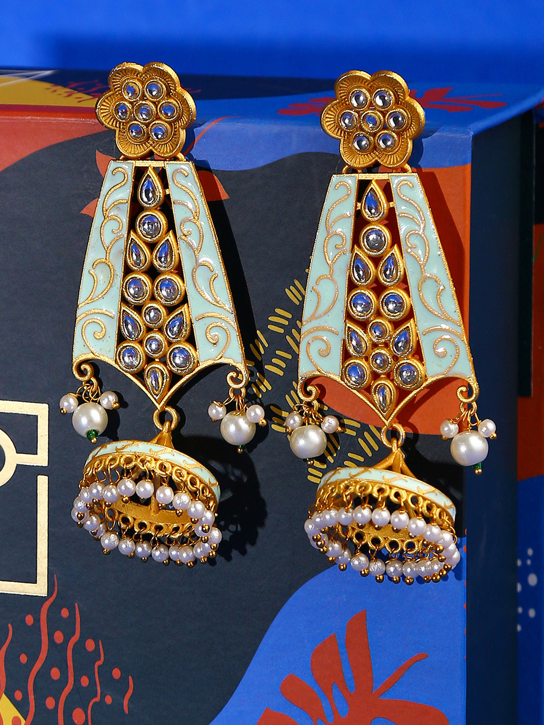 Gold-Plated Meenakari Jhumkas