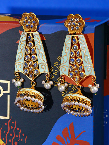 Gold-Plated Meenakari Jhumkas