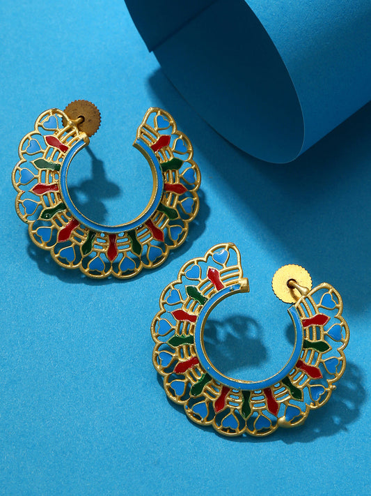 Gold-Plated Meenakari Hoop Earrings