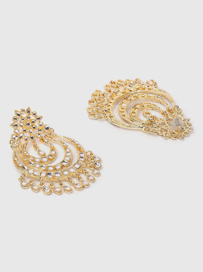 Rose-Gold Plated Kundan Chandbalis