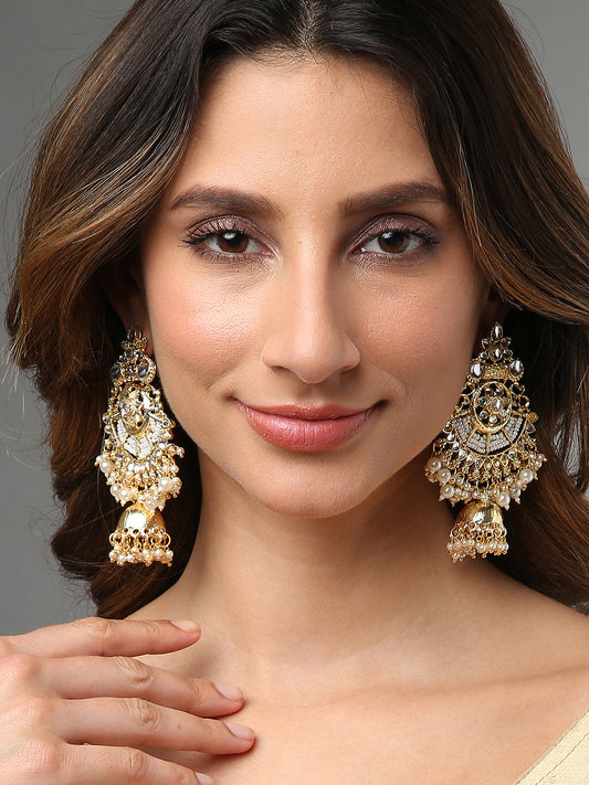 Designer Gold-Plated Paachi Kundan Pearl Earrings