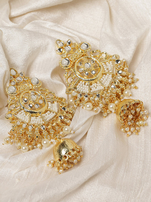 Designer Gold-Plated Paachi Kundan Pearl Earrings