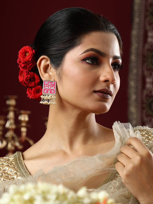 The Niloufar Drop Earrings - Barbie Pink-SOHEAR1104