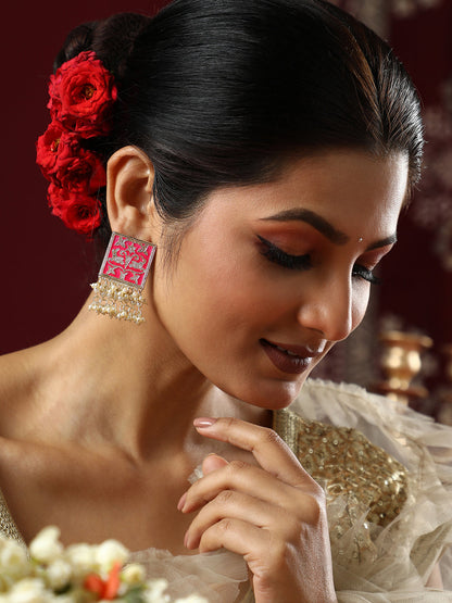 The Niloufar Drop Earrings - Barbie Pink-SOHEAR1104